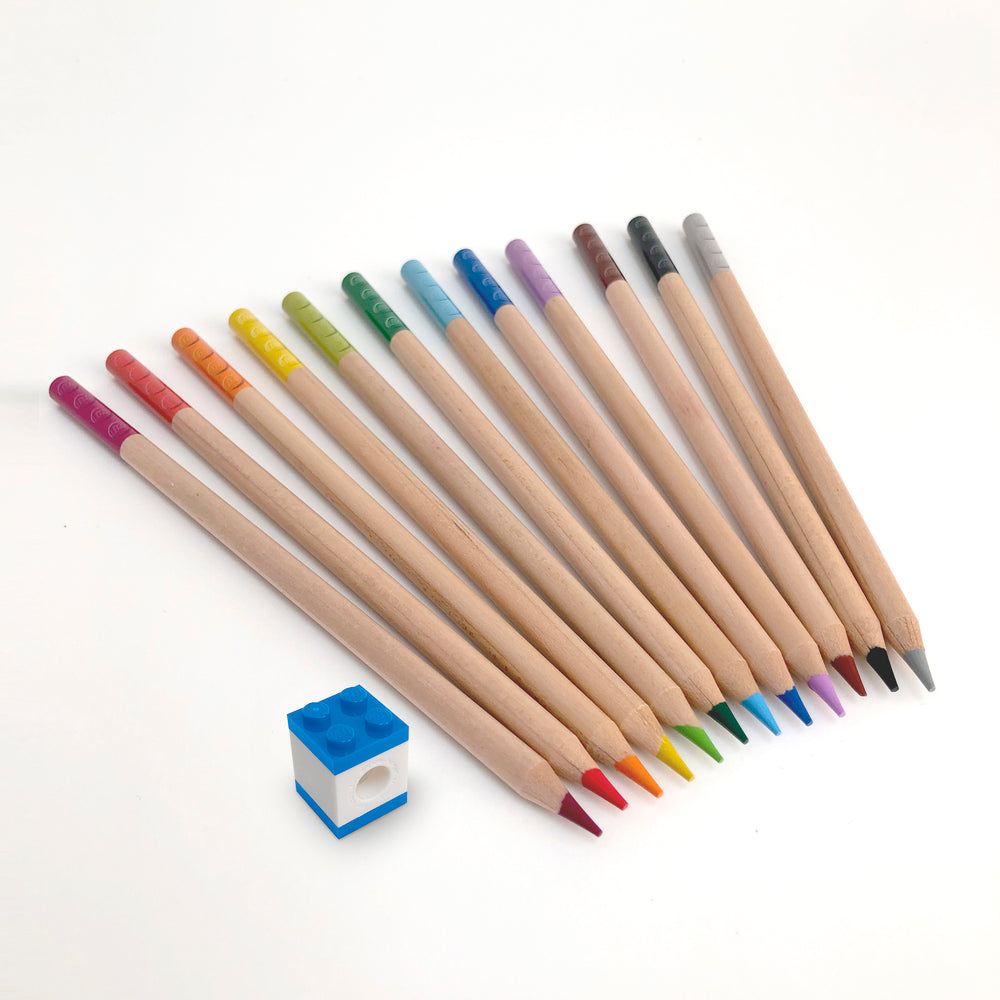LEGO stationery 12 farveblyanter med 2 LEGO-klods toppe