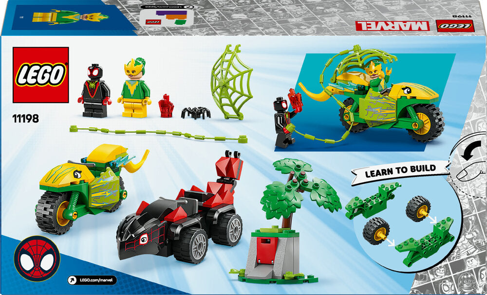 11198 LEGO Spidey Spin og Electros jagt i dinosaurkøretøjer