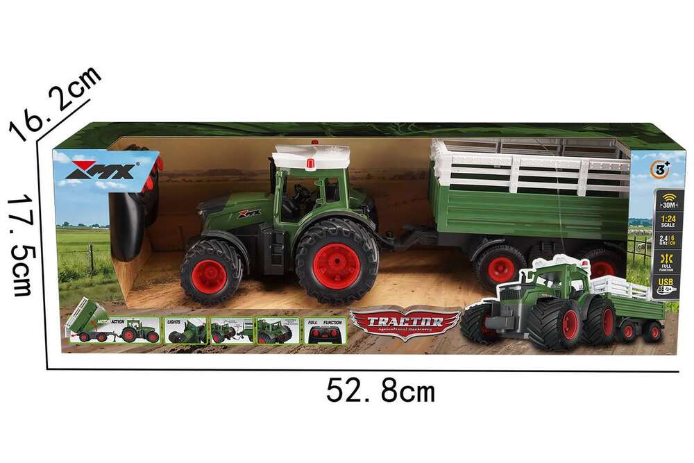 RC traktor med anhænger og lys
