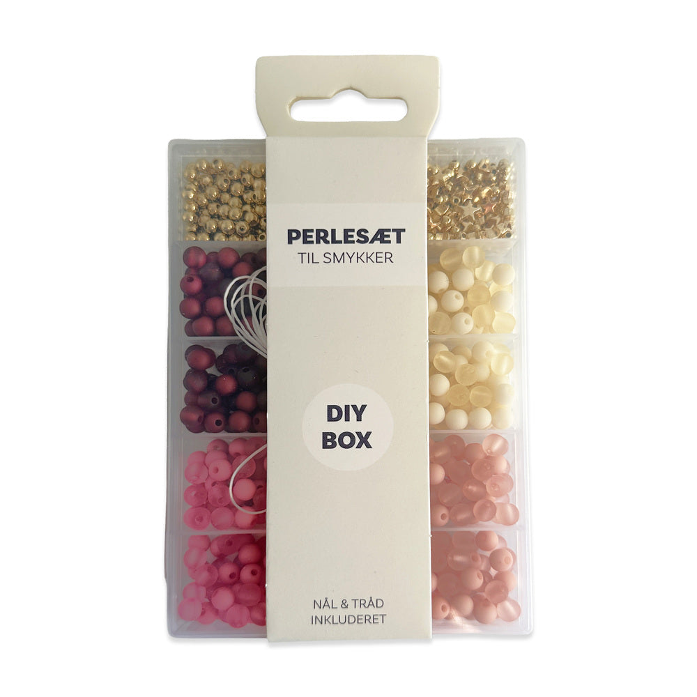 Perler æske matte blomme/rosa/guld/offwhite tone i tone mix