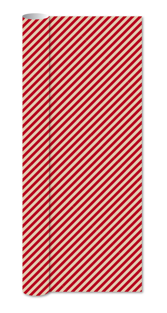 Gavepapir Kraft Rød Stribet 3 M X 70 Cm