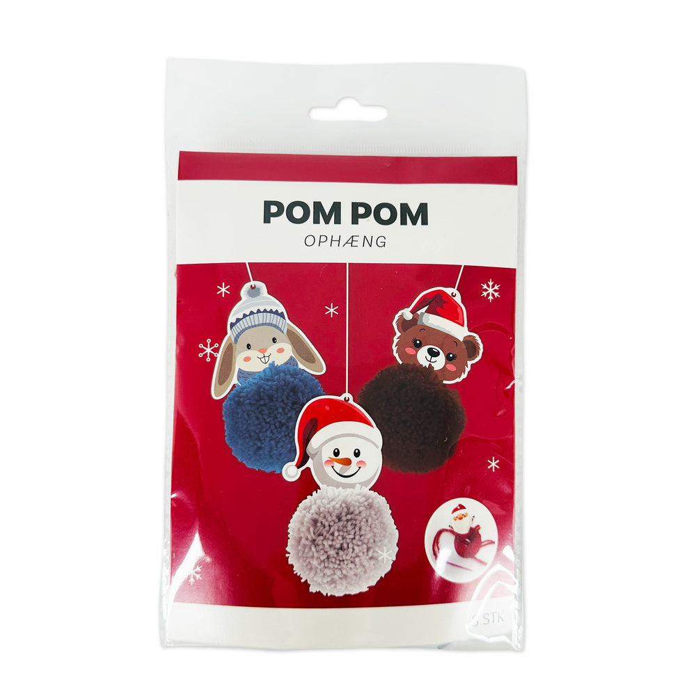 Pom Pom Art Kanin, Bjørn, Snemand 3 Forskellige Farver