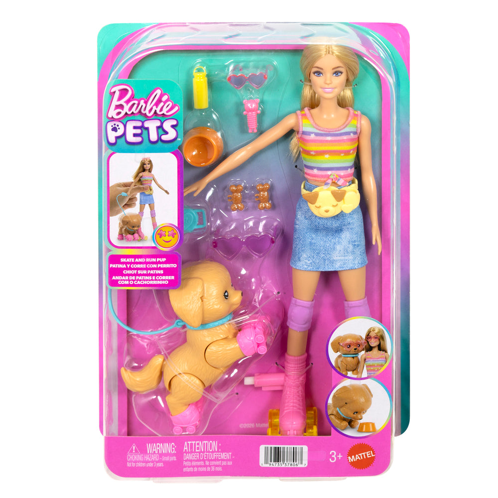 Barbie på rulleskøjter med hund