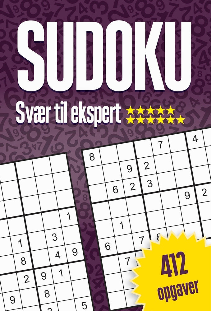 Sudoku - Svær til ekspert, 412 opgaver