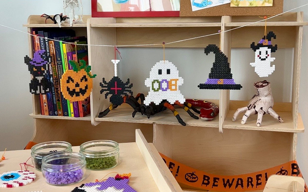 Halloween perlemønstre med Hama Midi perler – lav din egen guirlande