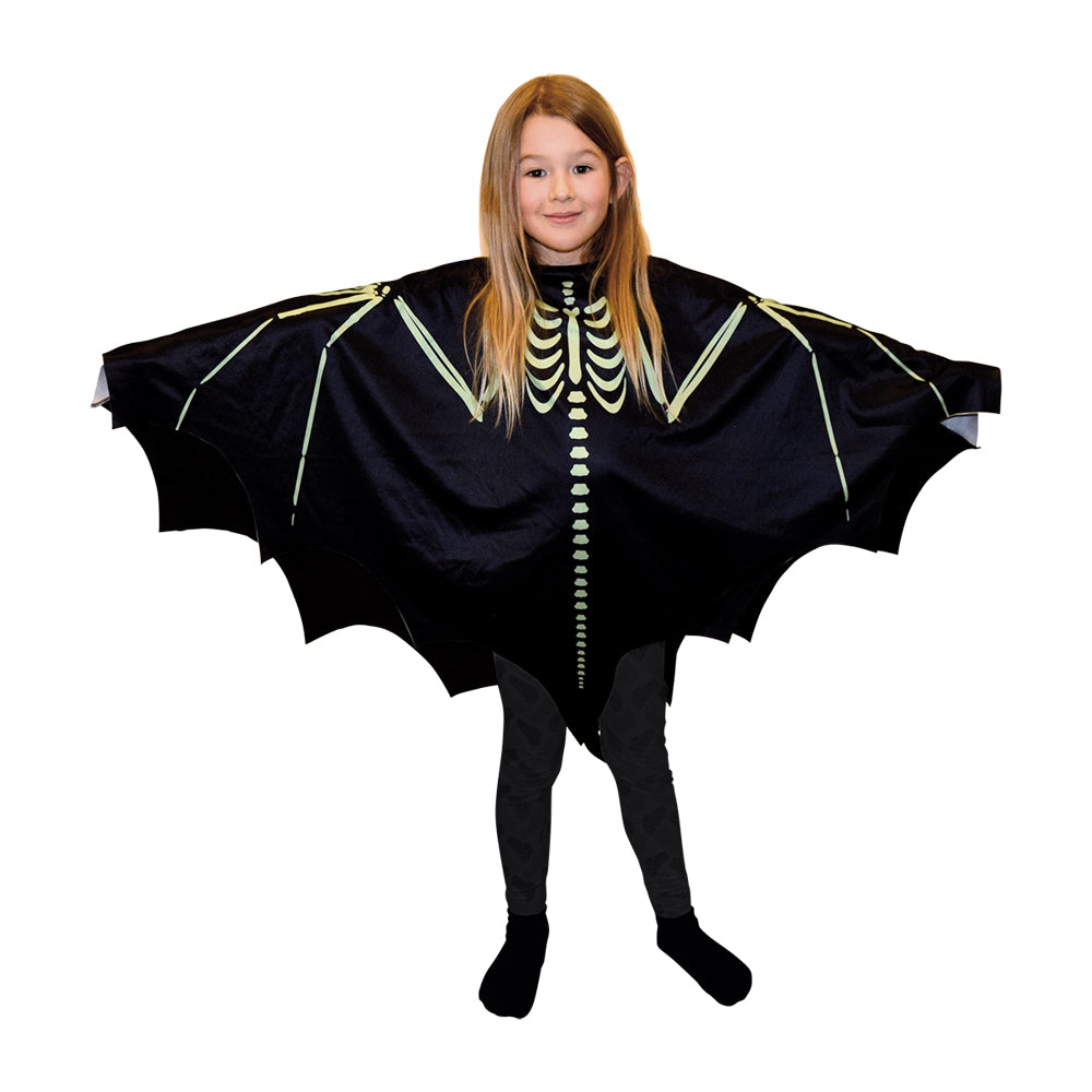 Børneponcho, skelet flagermus fra 4-7 år