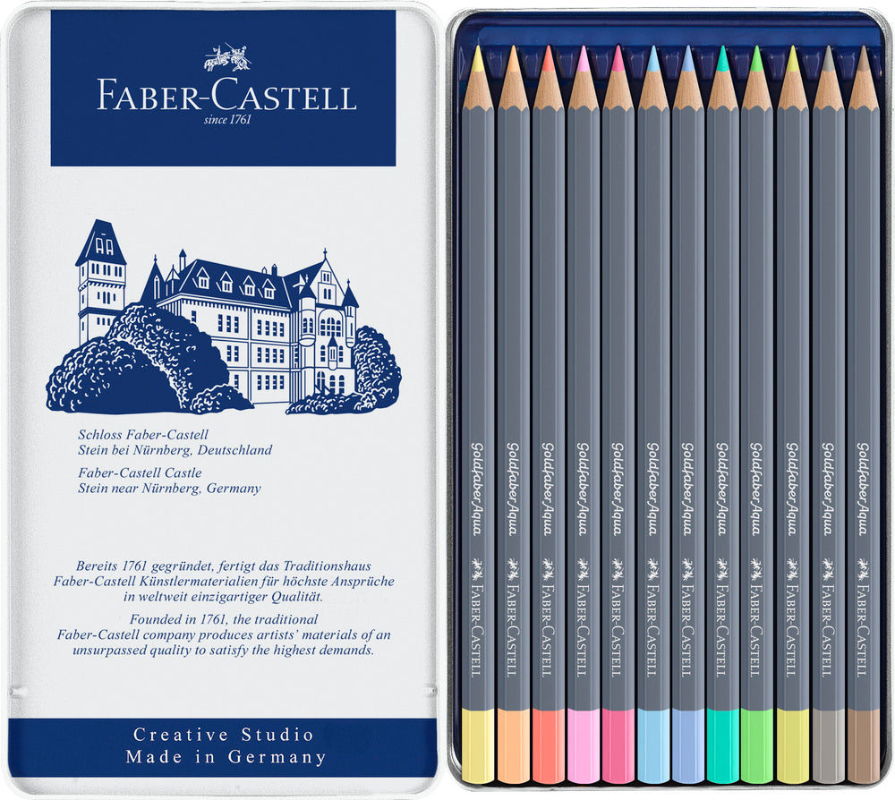 Akvarel farveblyant Faber-Castell 12 ass pastelfarver 3,3 mm