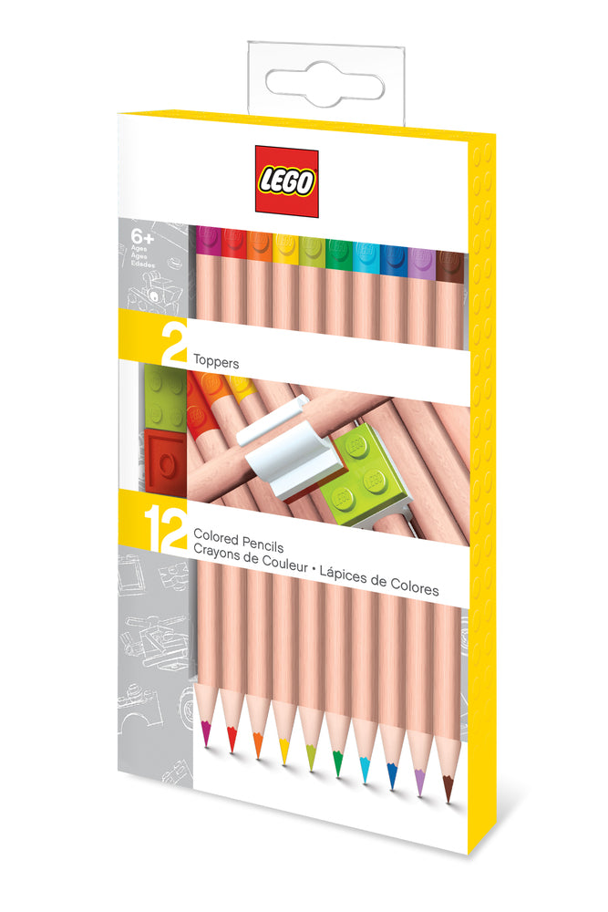 LEGO stationery 12 farveblyanter med 2 LEGO-klods toppe