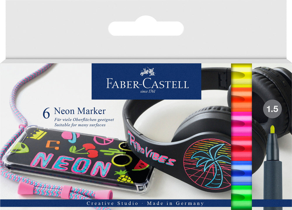 Marker neon Faber-Castell til sten glas plastik