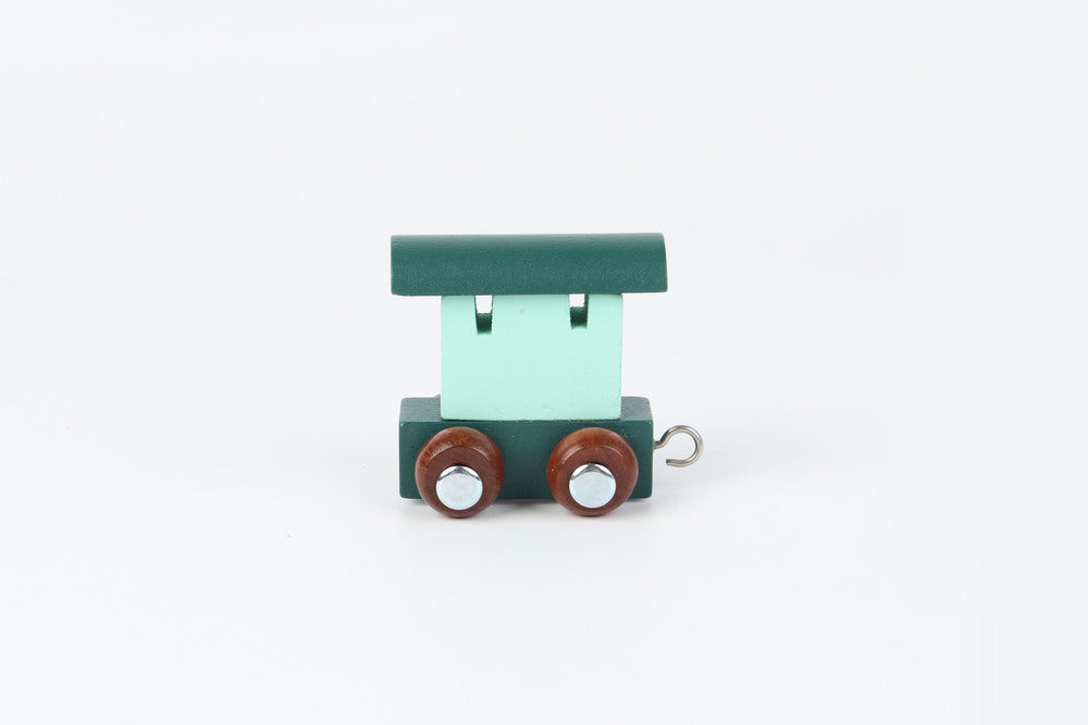 Navne togvogn i træ blå