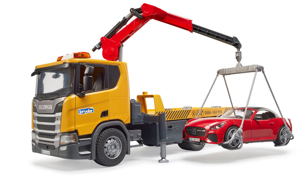 Autotransporter Bruder Scania Super 560R med roadster bil