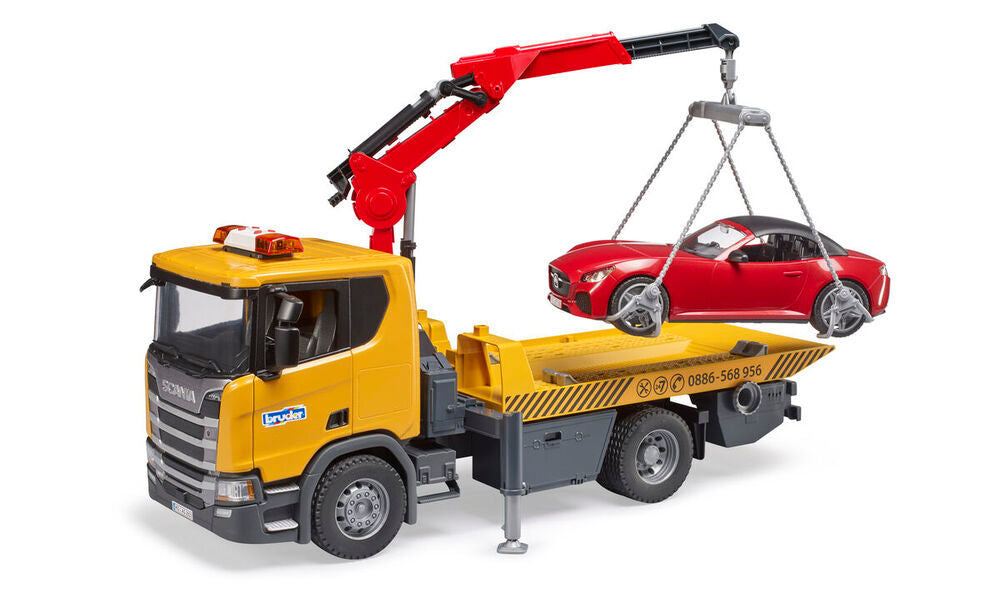 Autotransporter Bruder Scania Super 560R med roadster bil