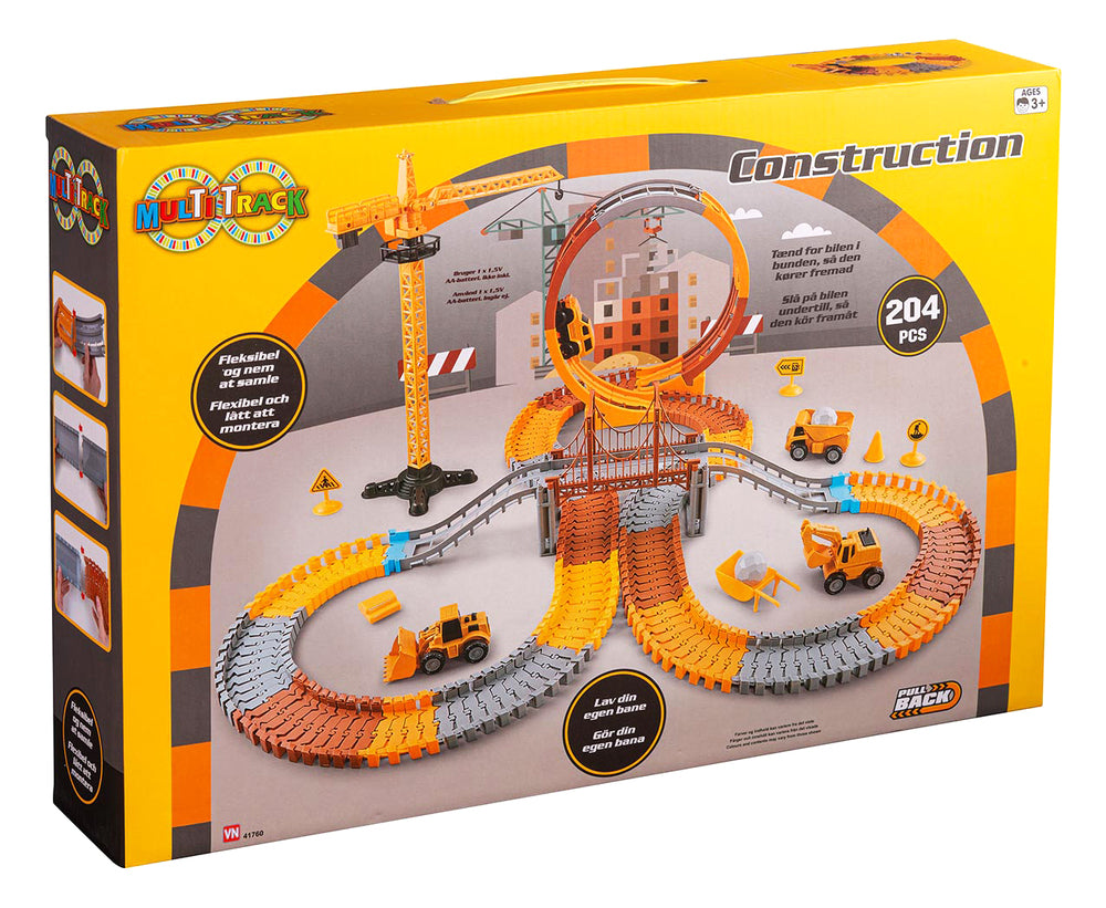 Multi track constructionssæt med 204 dele