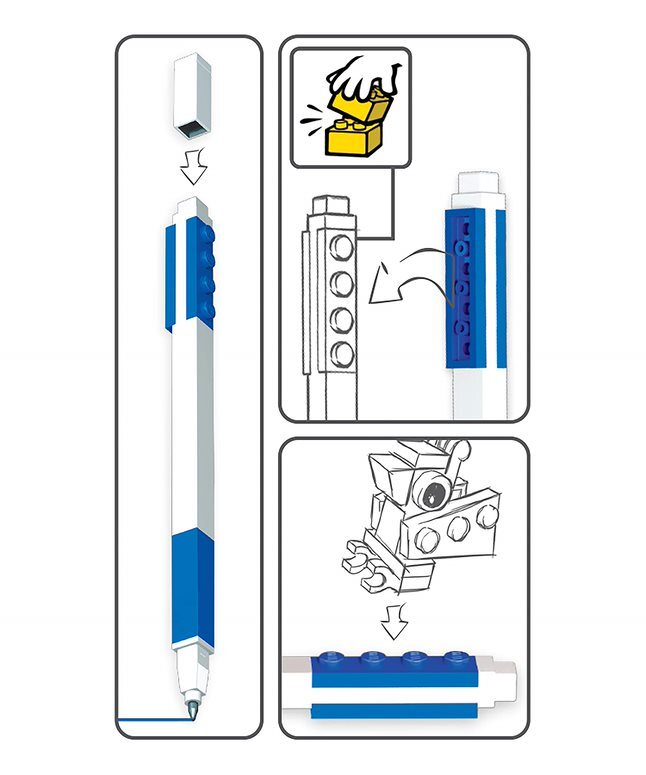 LEGO gelpen, 1 stk blå i box med minifigur