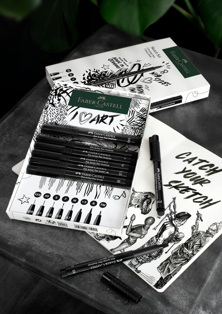 Tusser Pitt Artist Faber Castell 8 Ass + Sketchbook
