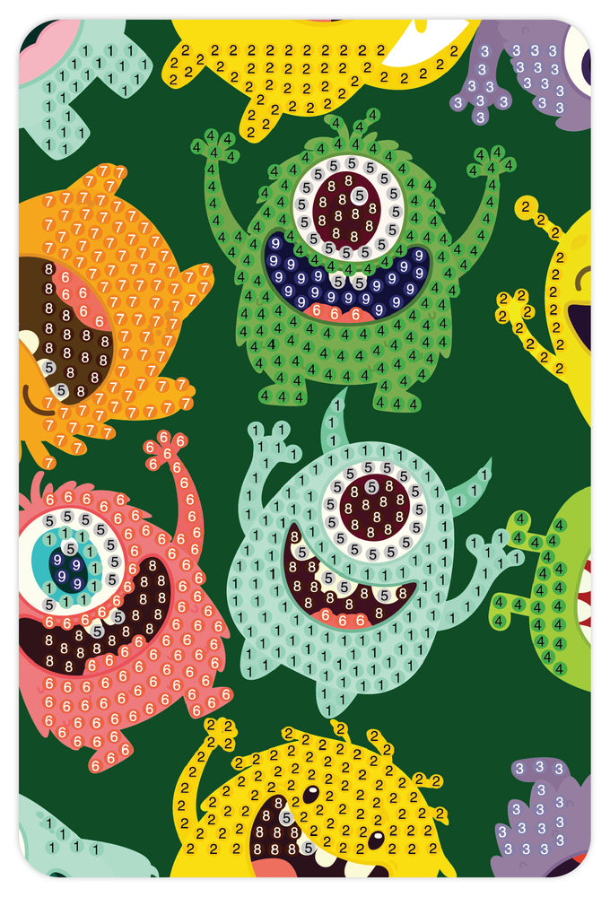 Diamond art monster i forskellige farver 10 x 15 cm