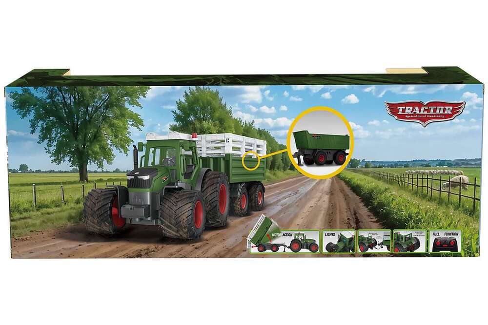 RC traktor med anhænger og lys