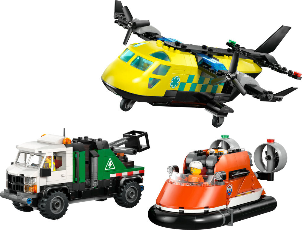 60505 LEGO City Remix – Fly, servicevogn og luftpudebåd