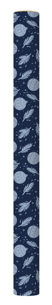 Gavepapir Blå M/Blå Julekugler/Grangren 3 M X 70 Cm
