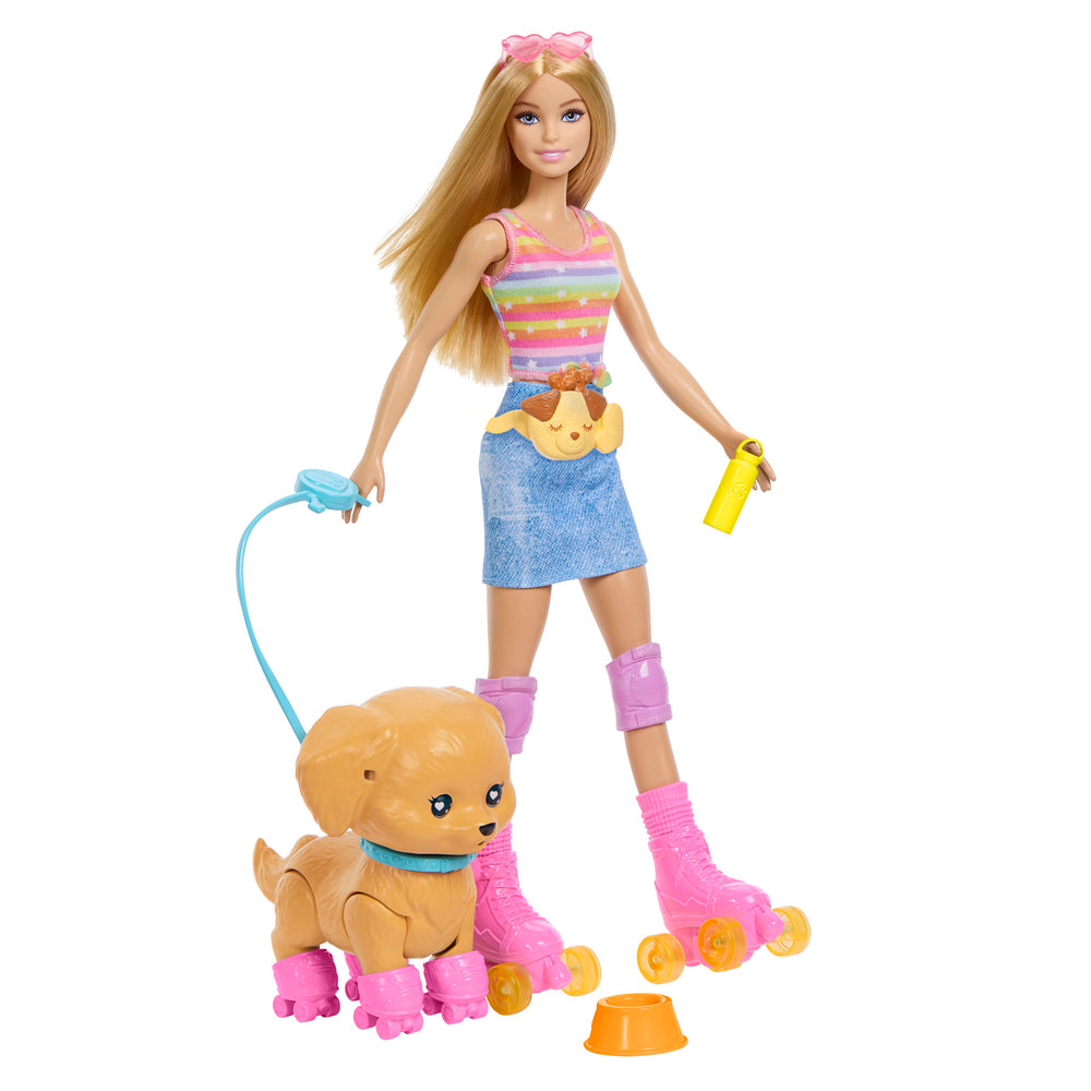 Barbie på rulleskøjter med hund